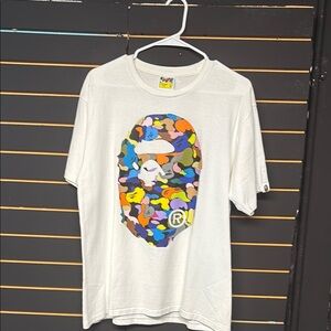 Bape White T-Shirt with Multicolor Logo